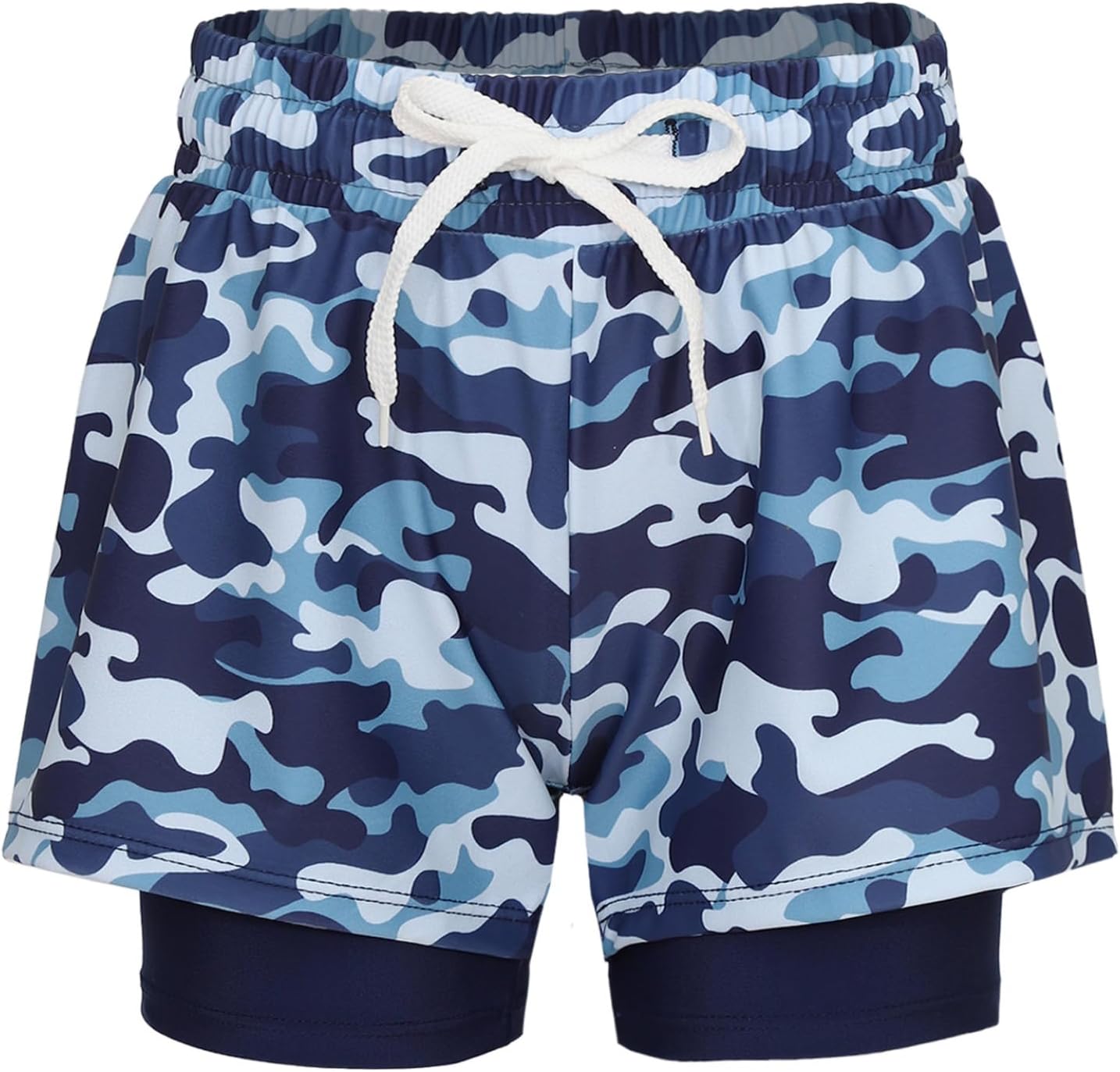 Boys 2 Pcs Athletic Swimsuits Sporty Short Sleeve Swim Top with Shorts Swimwear