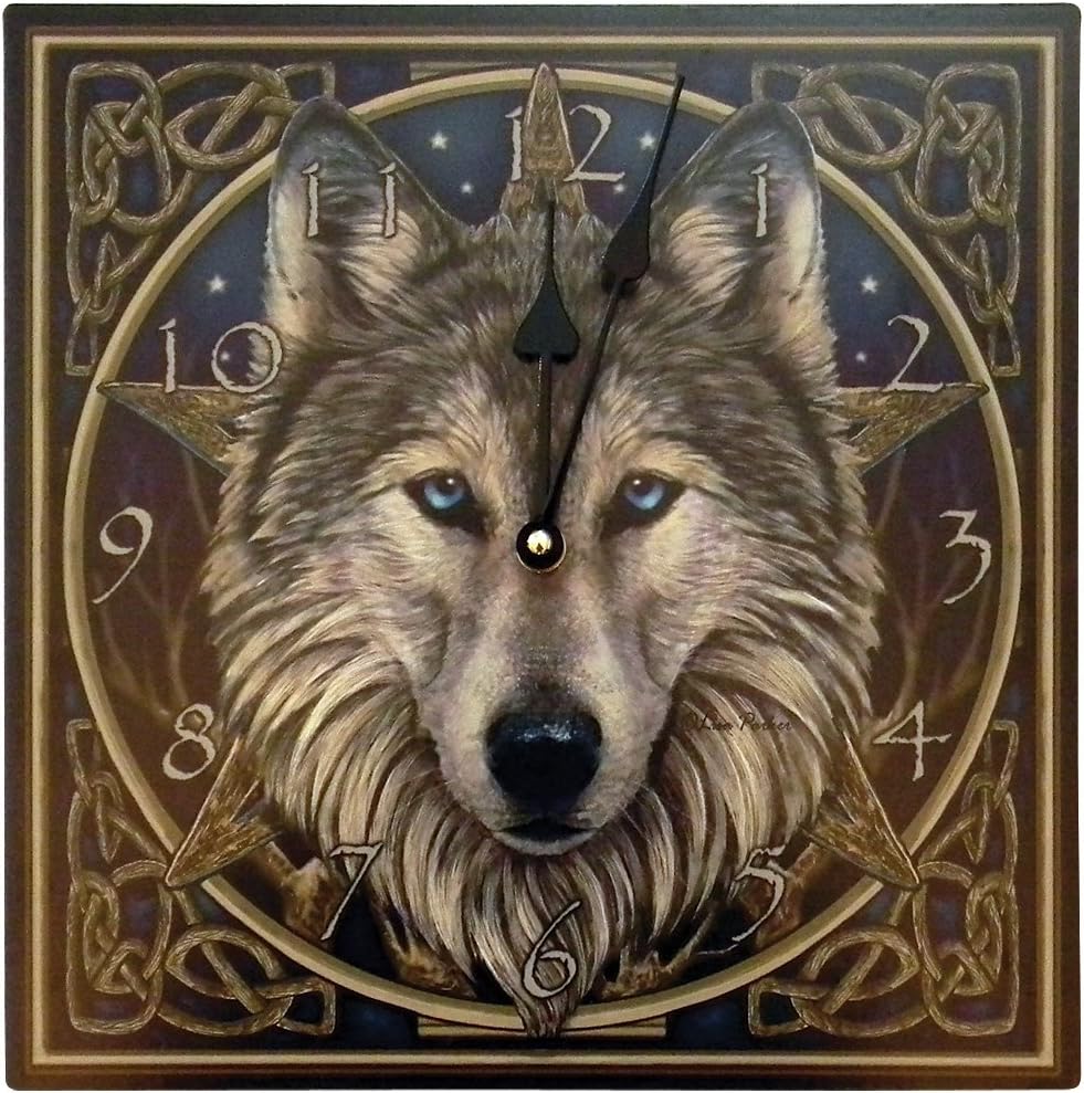 Lisa Parker Wild One Wolf Pentagram Wall Clock Celestial Celtic Knots Décor