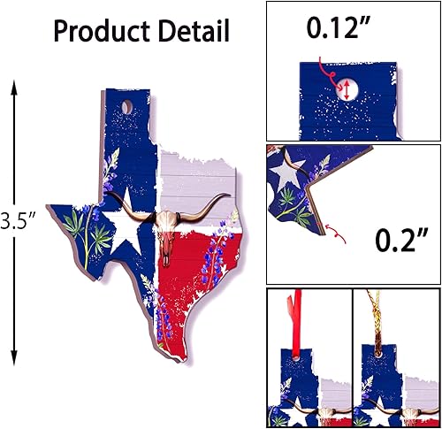 Miniatura 7 de Adornos de Texas, adorno de madera de Texas para parejas, recién casados, familiares, amigos y vecinos, recuerdo de Navidad de Texas, decoración de