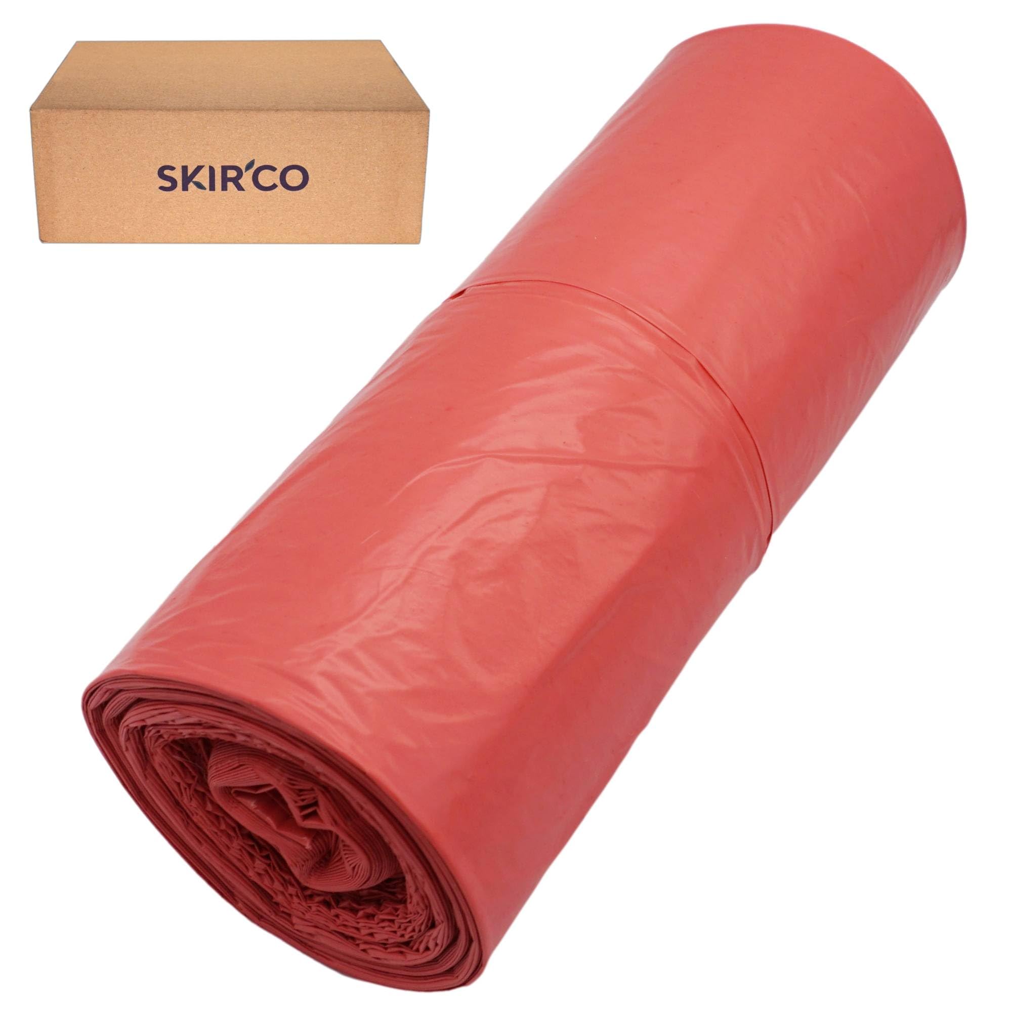 SKIR'CO Bolsas de basura de 160 litros, bolsas de basura rojas de 90 x 110 cm, bolsas de basura de color rojo (120 unidades)
