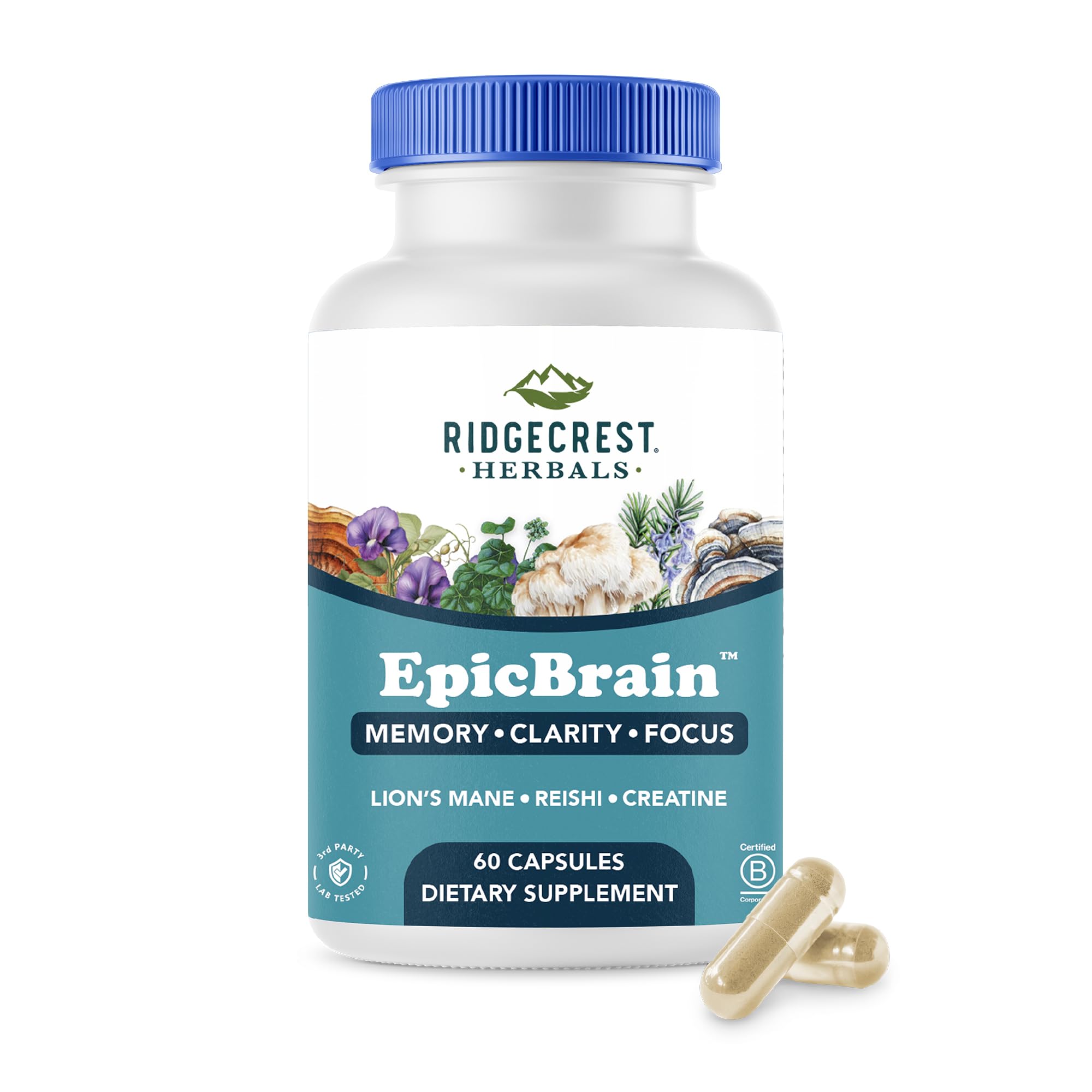 RidgeCrest Herbals EpicBrain Nootropic Memory and Focus Support 60 Ct