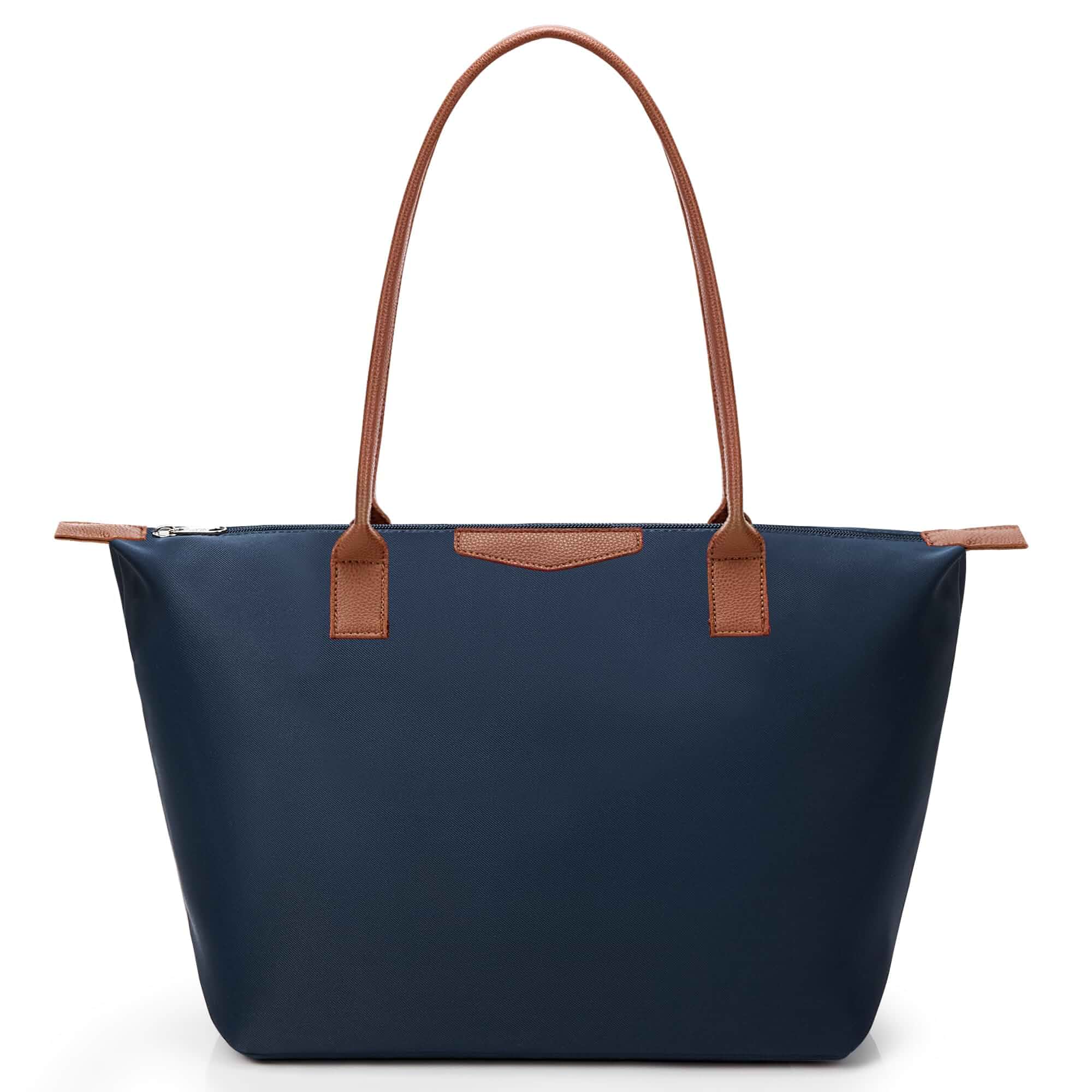 Tote Bag for Women, Casual Hobo Foldable Shoulder Zipper Handbag Water Repellent Nylon with Leather Handles Fit 15" Laptop for Work Weekender Travel Commute