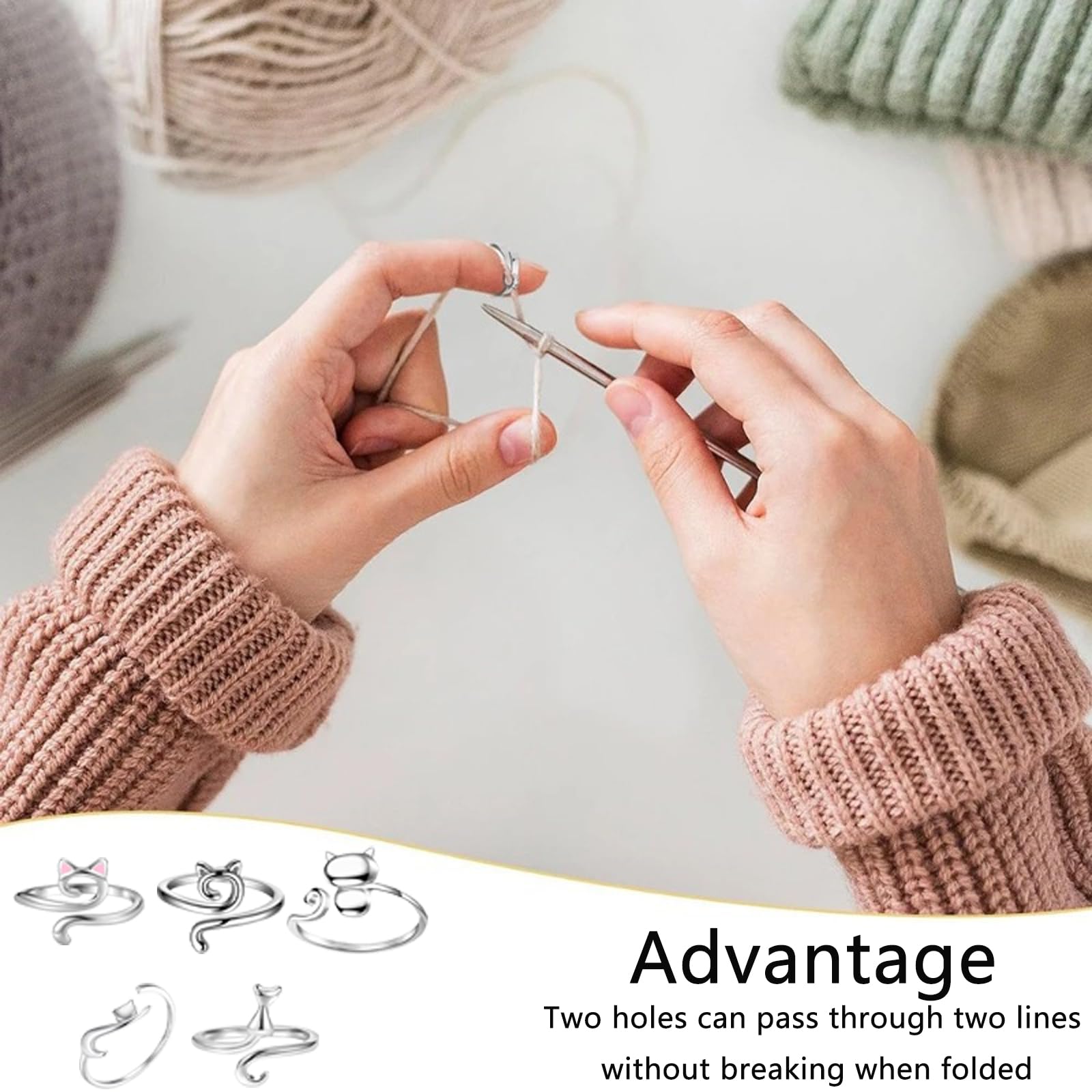 5PCS Crochet Ring, Zinc Alloy Animal Shaped Crochet Tension Ring for Finger, Prevent Yarn Slipping, Improve Crocheting Efficiency, Fashionable Crochet Accessories for Knitting Lovers 3