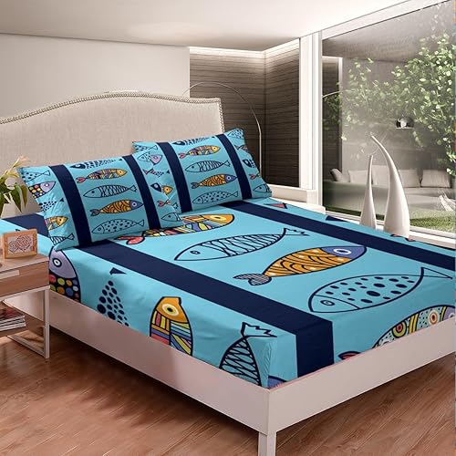 Miniatura 7 de Erosebridal Juego de sábanas bajeras de ballena para niños, tamaño individual, juego de sábanas de gaviota de ballena Kawaii para niños y niñas,