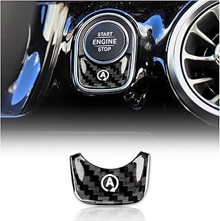 KUNGKIC Car Engine Start Stop Button Ignition Switch Carbon Fibre Sticker Decorative Interior Compatible with Mercedes Benz A Class W177 GLB X247 CLA AMG W247 Accessories (Black)
