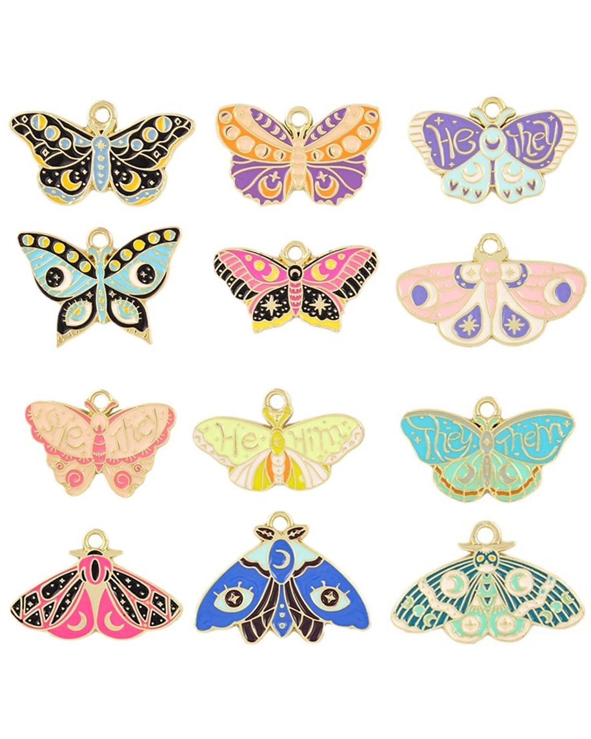 12 Broches Papillon En Émail - Épingles Décoratives Pour Vêtements, Sacs, Chapeaux - Accessoire Mode Luciole