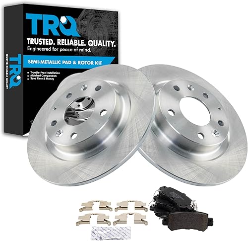 TRQ Kit de pastillas y rotores de freno de disco semimetálicos Posteriores Posi para Mazda CX-3