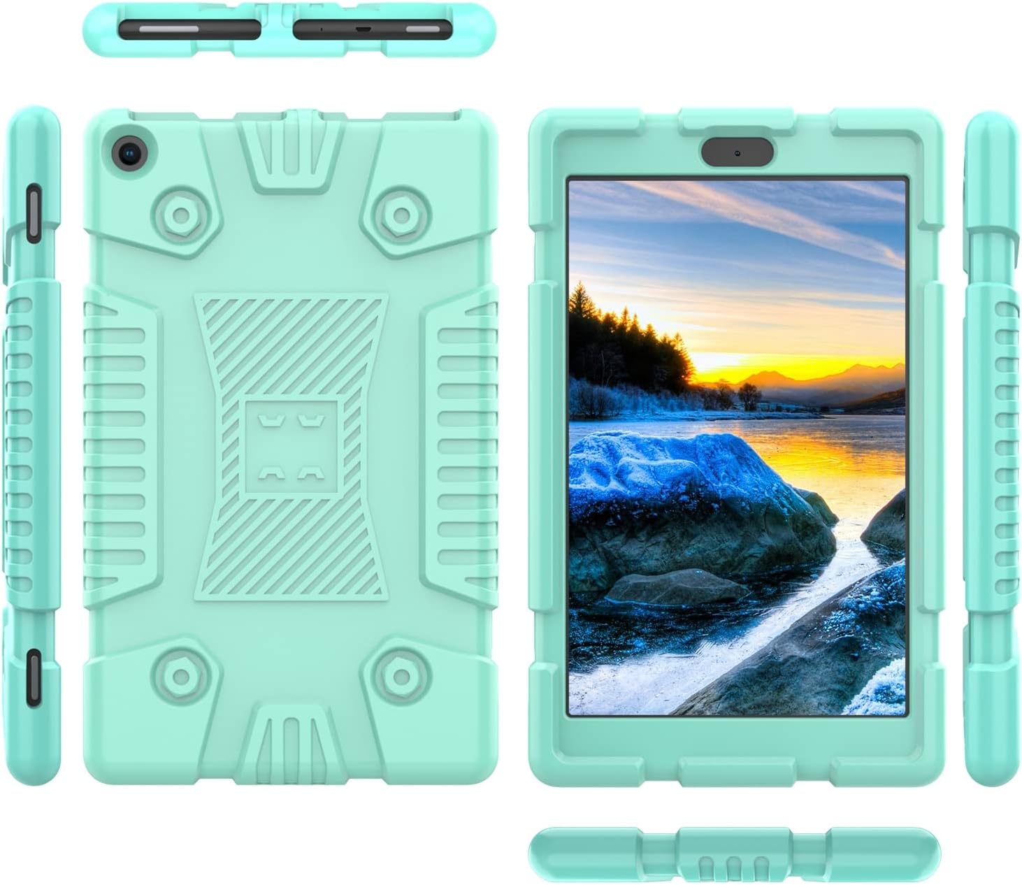 Tablet Travel Compatible with children Compatible with fire HD 8 Case 2018/2016,Compatible with Kindle Fire HD 8 Tablet Case Shockproof Rugged Drop Protection Cover Protection Cover Anti-fall Cas image 4