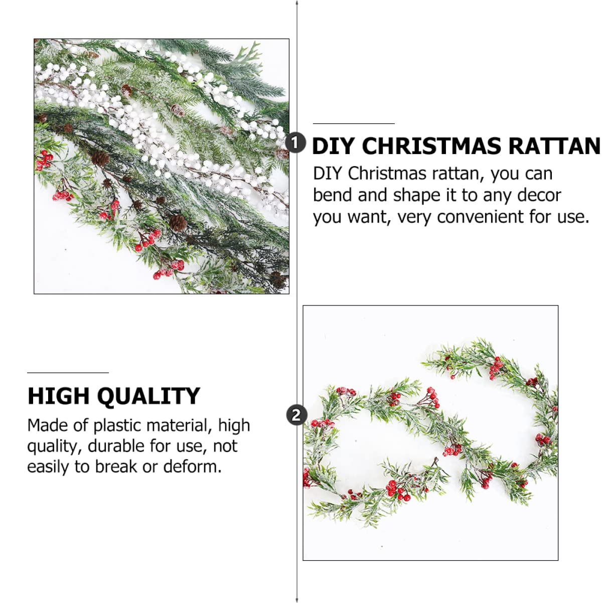 STOBOK 2stücke Weihnachts-Rattan-attrappe Mit Beeren Handgefertigte Dekoration Für Festliche Anlässe Und Partys Flexibel Und Langlebig Für Und Außendekoration