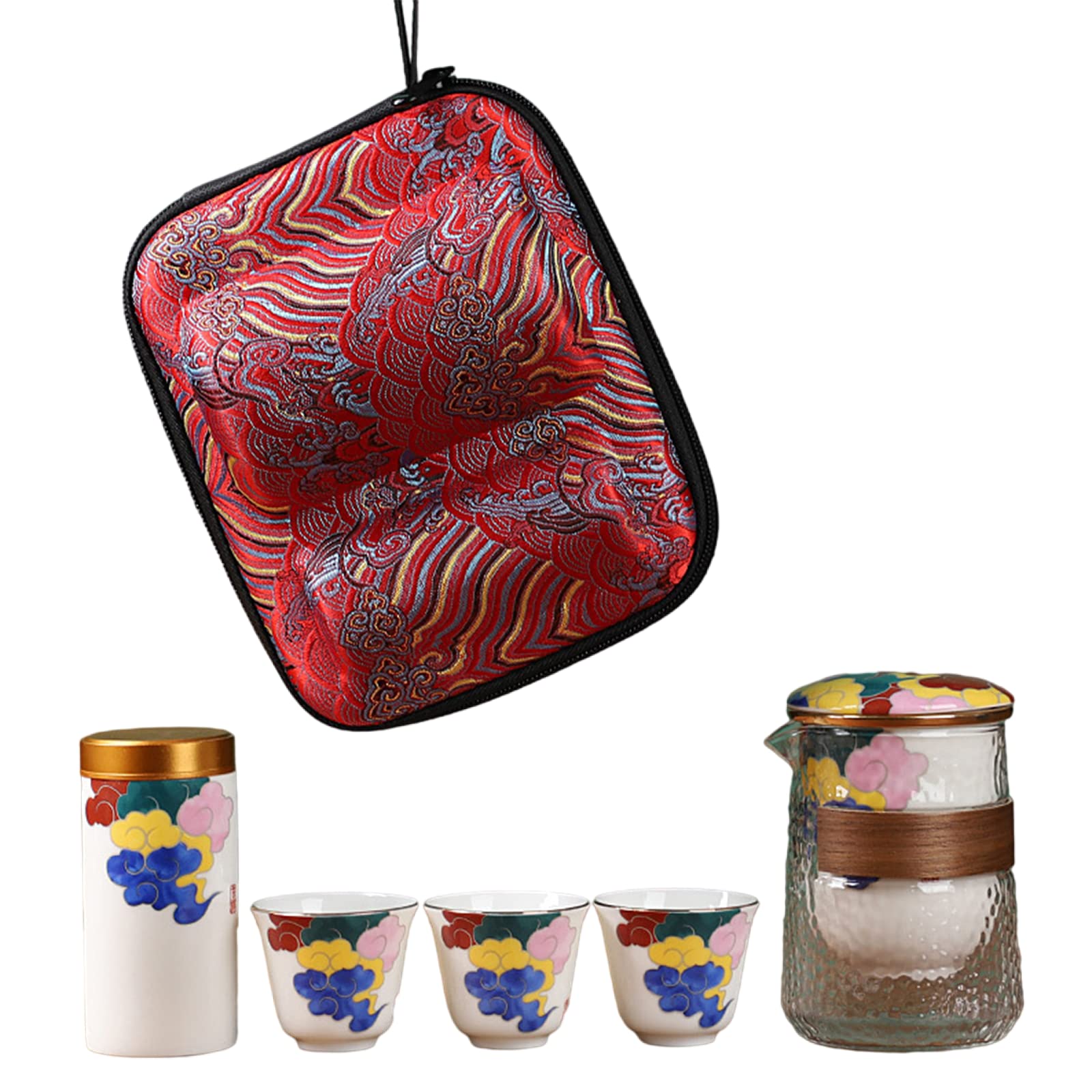 Chiński przenośny zestaw do herbaty Kungfu, ręcznie robiony czajniczek ceramiczny, 1 czajniczek, 3 filiżanki do herbaty piękny zestaw do herbaty dobre prezenty biznesowe, A