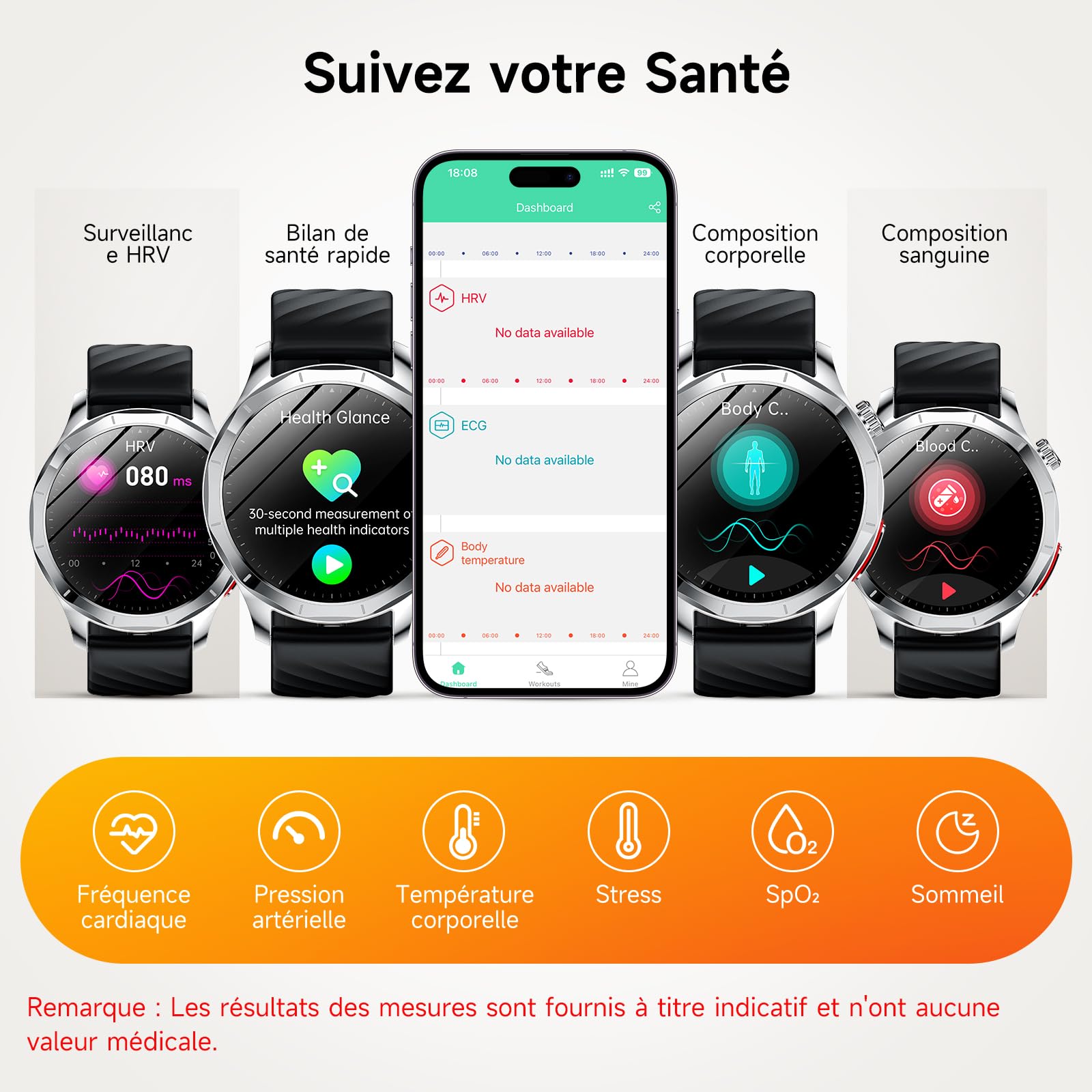 2026 Nouv’ Montre Connectée Homme avec ECG+HRV/Pressιon artérιelle/IMC | 1,43" AMOLED Smartwatch avec Fonction SOS,24/7 Fréquence Cardiaque/SpO2/Sommeil Monitor, IP68 pour Android/iOS