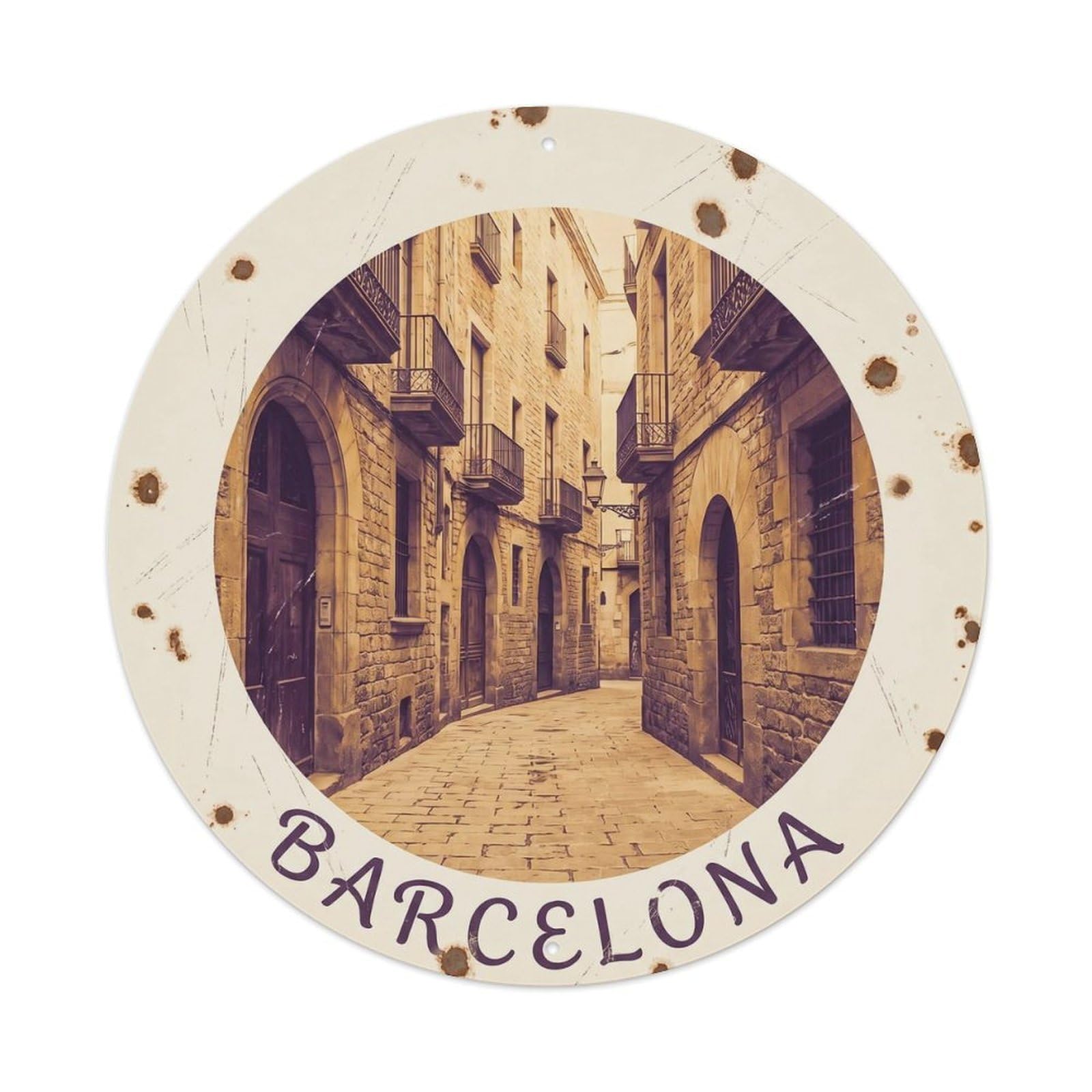 Vintage Travel Barcelona Gothic Quarter 2 Metal Tin Sign Plaque