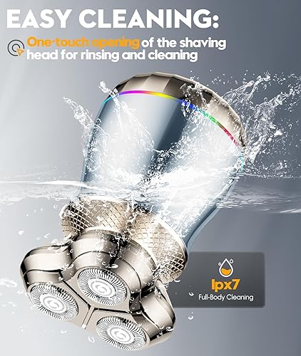 Miniatura 2 de Maquinilla de afeitar eléctrica para hombres, afeitadora flotante 3D con alta velocidad de 9000 RPM, IPX7 impermeable, duración de la batería de 60