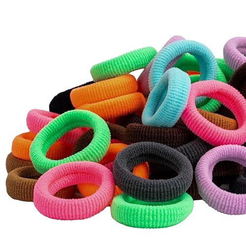 Miniatura 9 de 100 ligas elásticas para el pelo de bebé, bandas elásticas para el cabello pequeñas para niñas, bandas elásticas para coletas (10 colores brillantes)