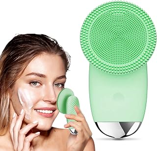 SYEYYDS Silicone Facial Cleansing Brush, Electric Silicone Face Brush, Sonic Facial Cleansing Brush for Makeup Remover, Deep Cleaning, Exfoliating, Skin Caring, Gift for Women