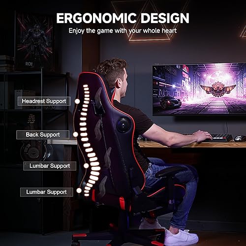 Miniatura 2 de GTPLAYER Silla de videojuegos, silla de jugador con Bluetooth y respaldo ajustable, sillas de computadora de altura ajustable con reposabrazos 3D,