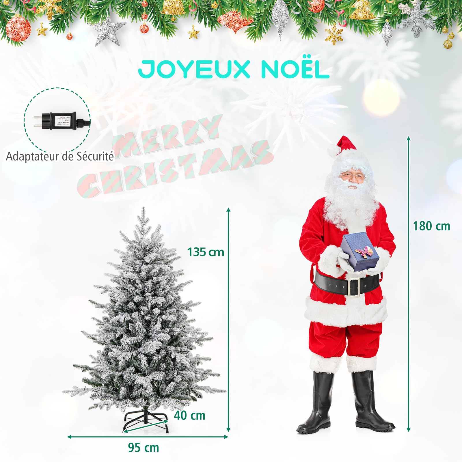 LIFEZEAL Albero di Natale innevato, albero di Natale artificiale con 436/820 rami, 160/260 luci a LED multicolori, 8 modalità di illuminazione, albero di Natale decorativo per interni (147 cm)