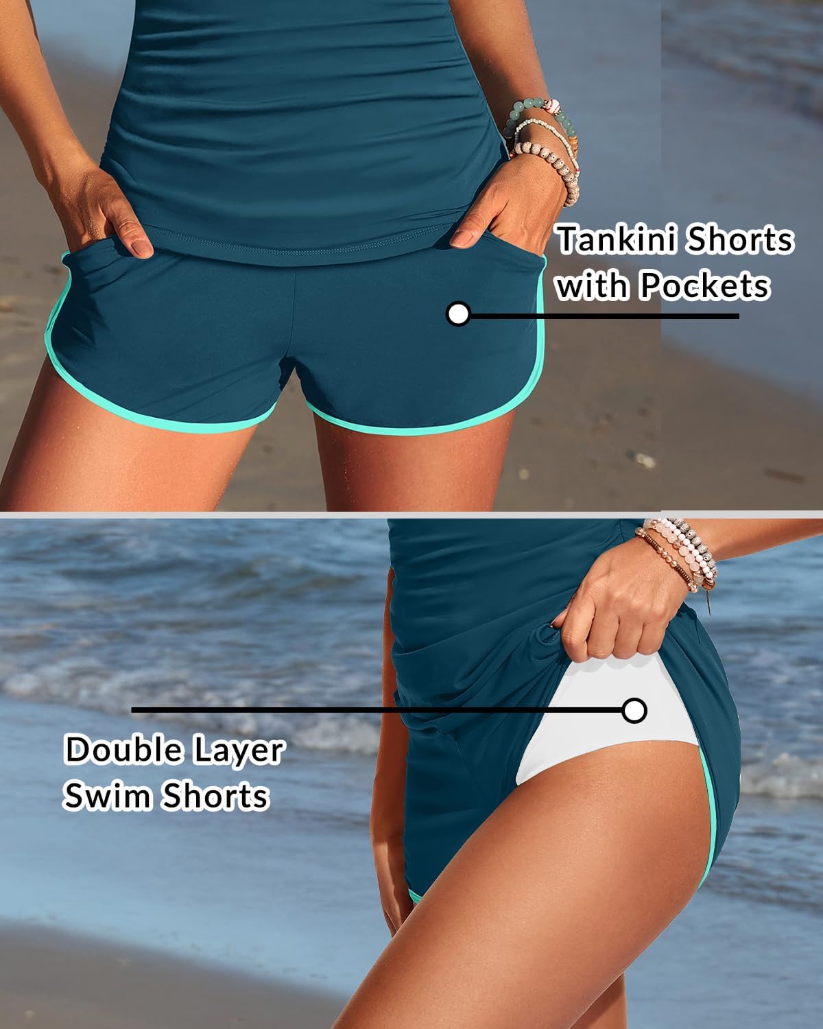 Women Tankini Swimsuit with Shorts - Two Piece Tummy Control Bathing Suit with Pockets 2025 Swimwear - Image 5