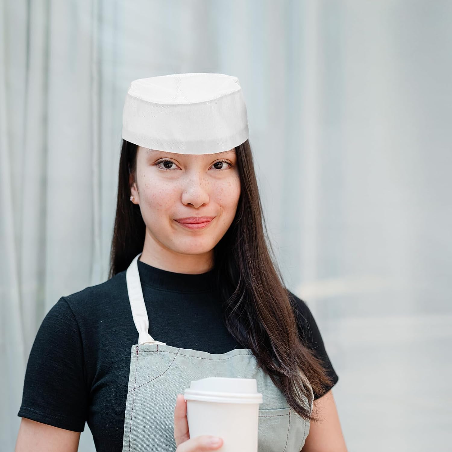 2pcs Unisex Chef Hats Bakery Caps for Men Women, Black and White Kitchen Cooking Hats for Restaurant, Catering Food Service, Comfortable Cotton Blend