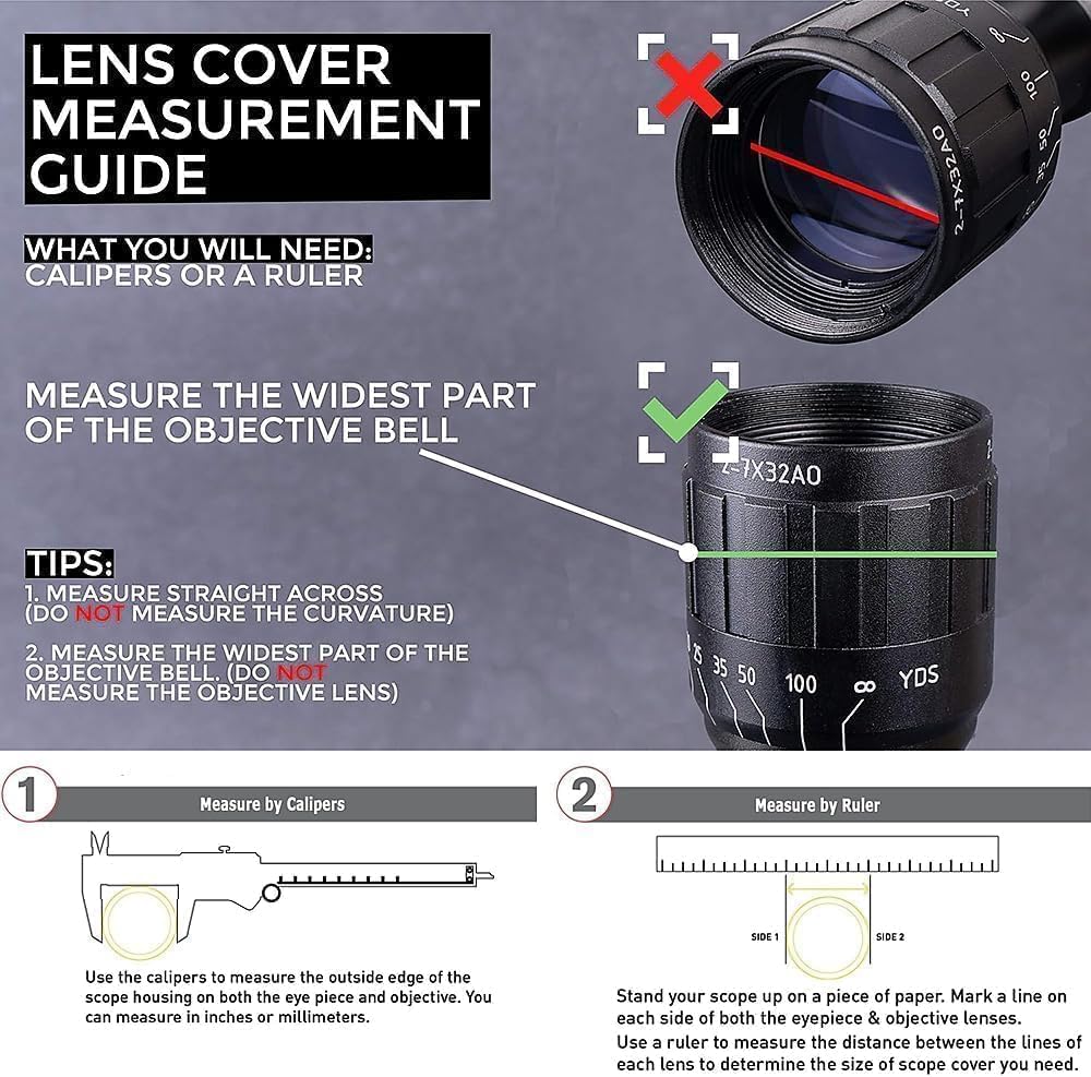 Scope Lens Covers with Killflash – Quick-Detach Front & Rear Scope Caps for Hunting & Tactical Optics, Multiple (30mm / 34mm)