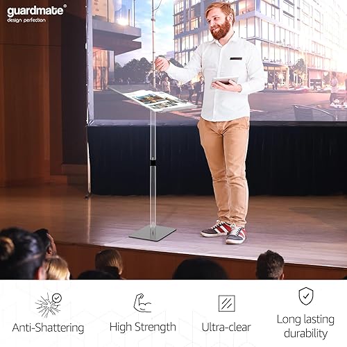 Miniatura 7 de Soporte de podio acrílico ultra transparente  Púlpitos portátiles modernos para iglesias, pastores, atriles de aula de escuela moderna, recepción de