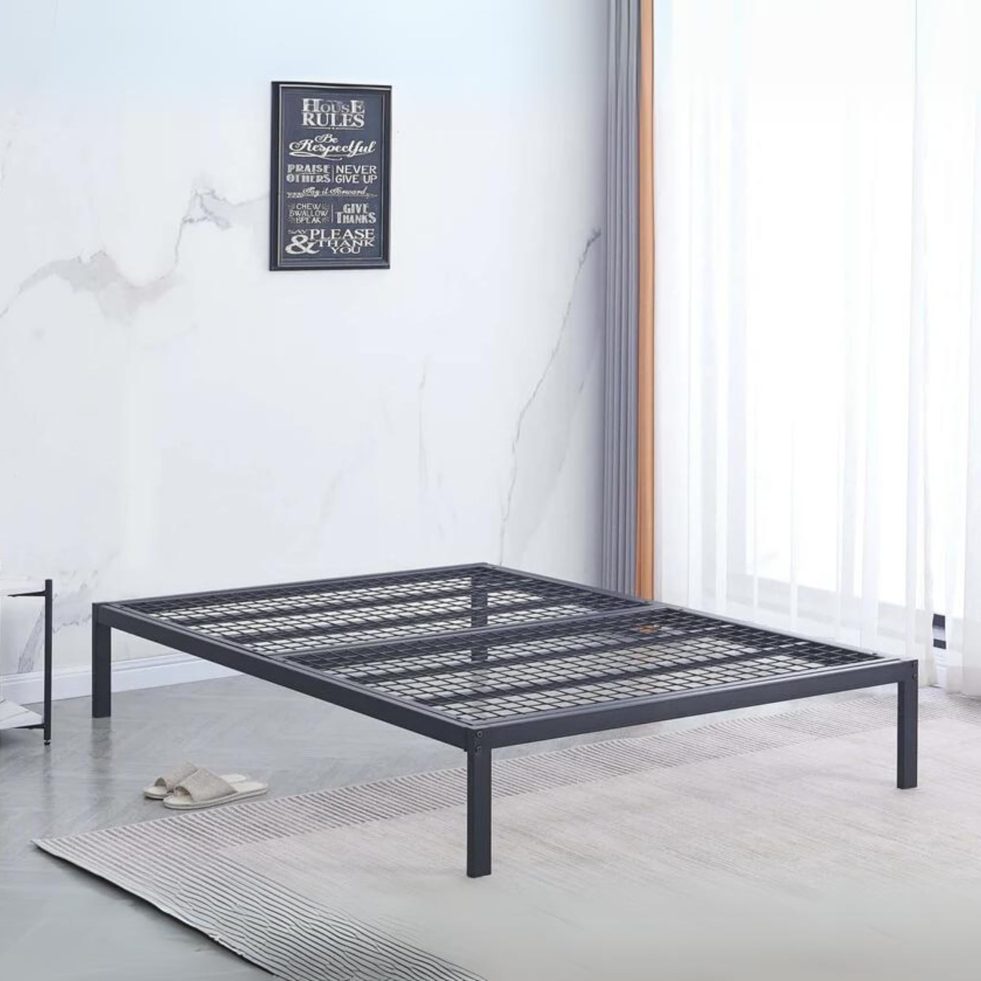 Reinforced Beds, THORNHAM PLATFORM BED, Black, Strong Metal Bed, Mesh Base, Low Profile Design, 29cm From Floor to Top, Exclusive Product (Small Double)