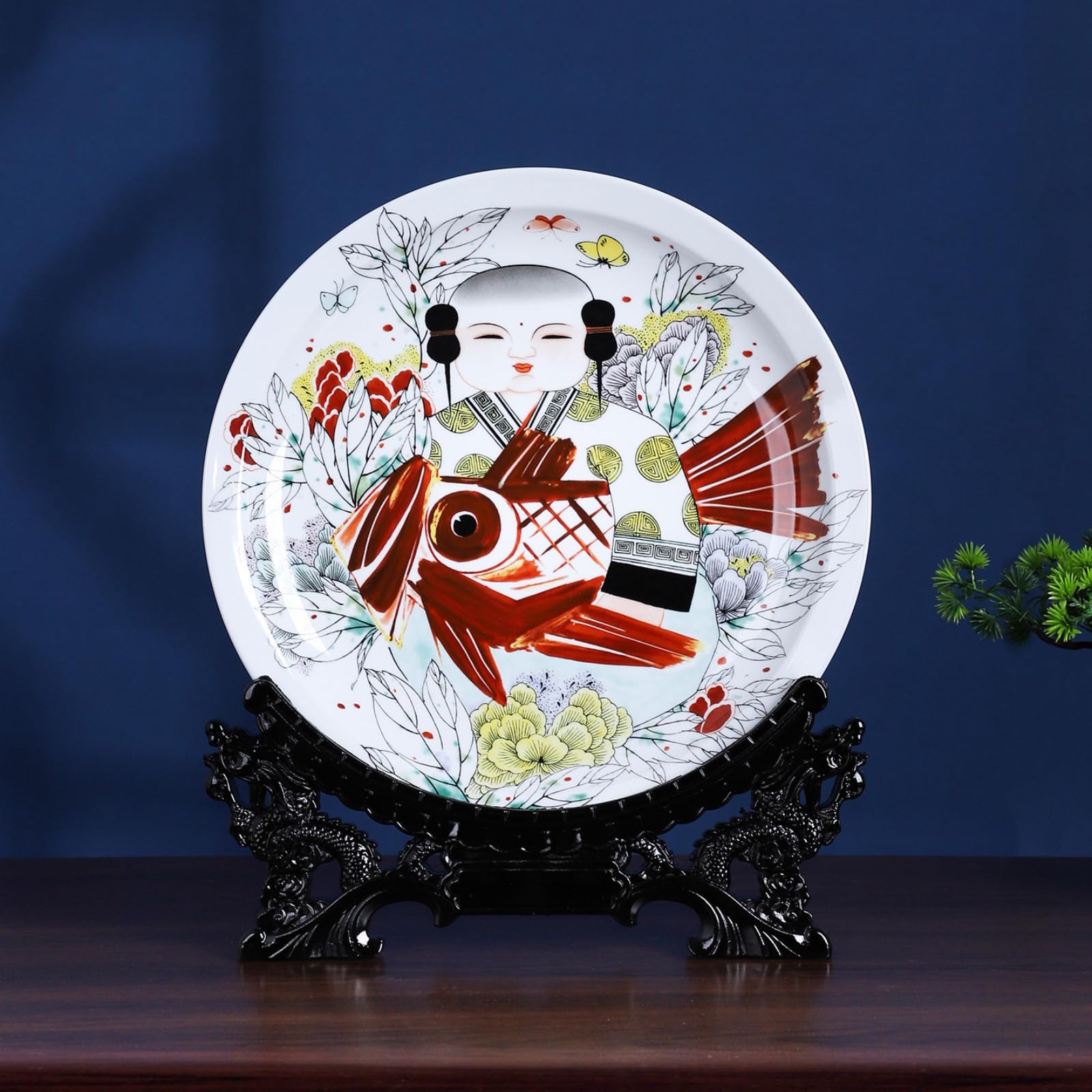 Porcelaine de Jingdezhen : rompez la monotonie de votre salon avec cette assiette de 30.5cm
