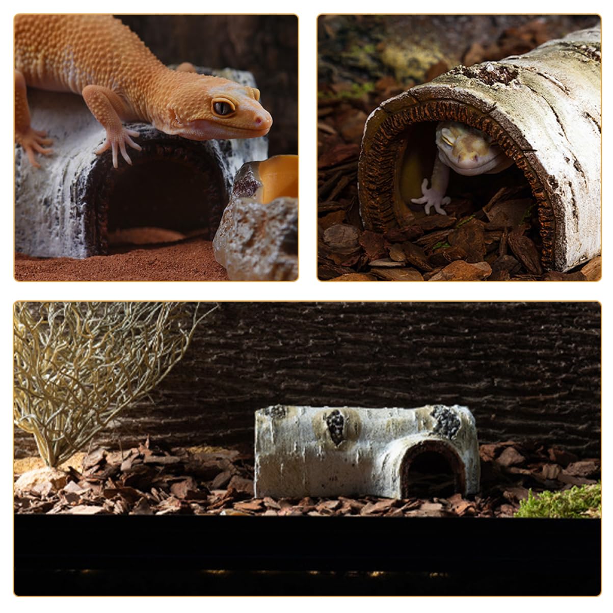 Tronc D’Arbre D’Aquarium Décoratif en Résine, Abri Sûr pour Reptiles