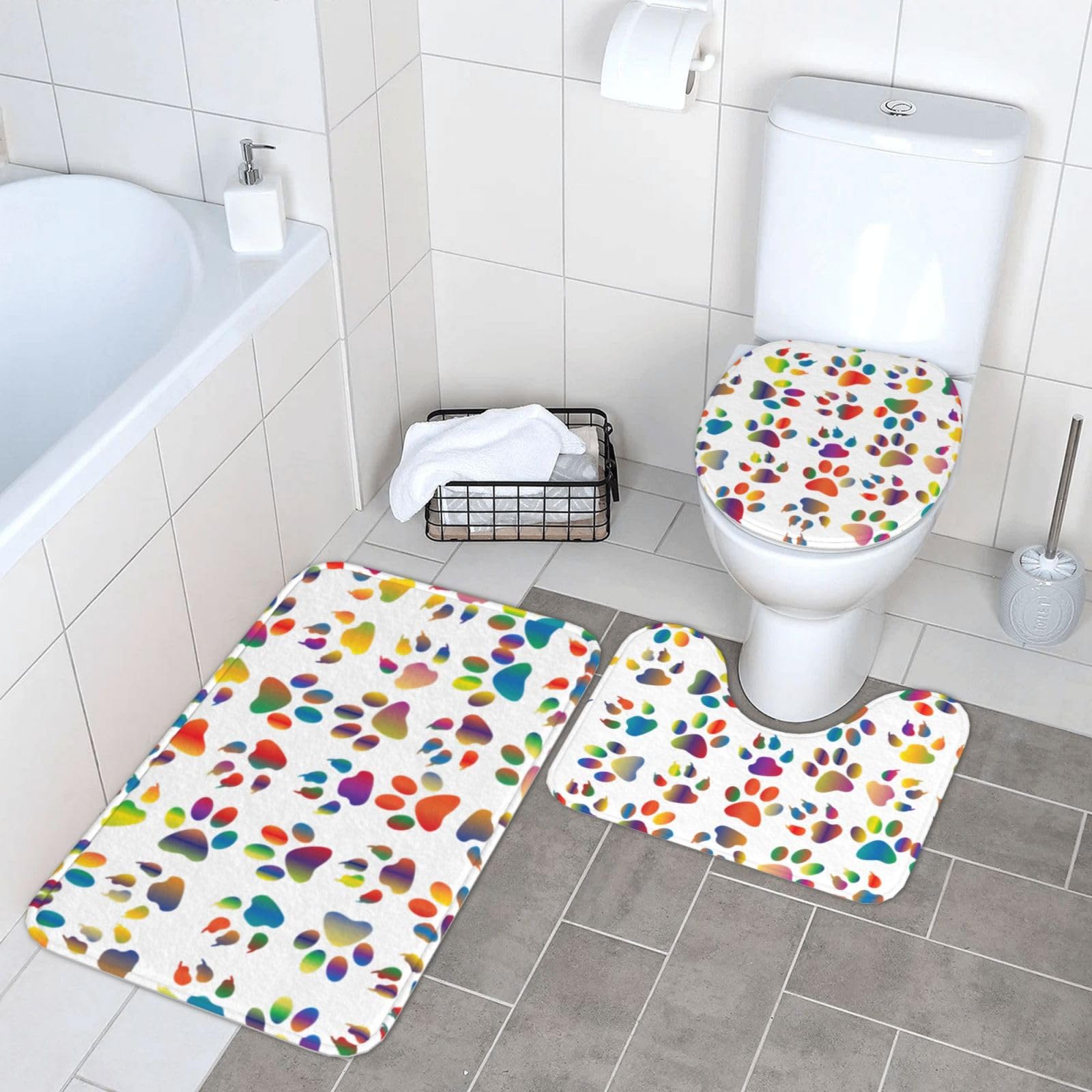 Tapis de salle de bain lavable et ensemble de toilette profilé contre les sols glissants