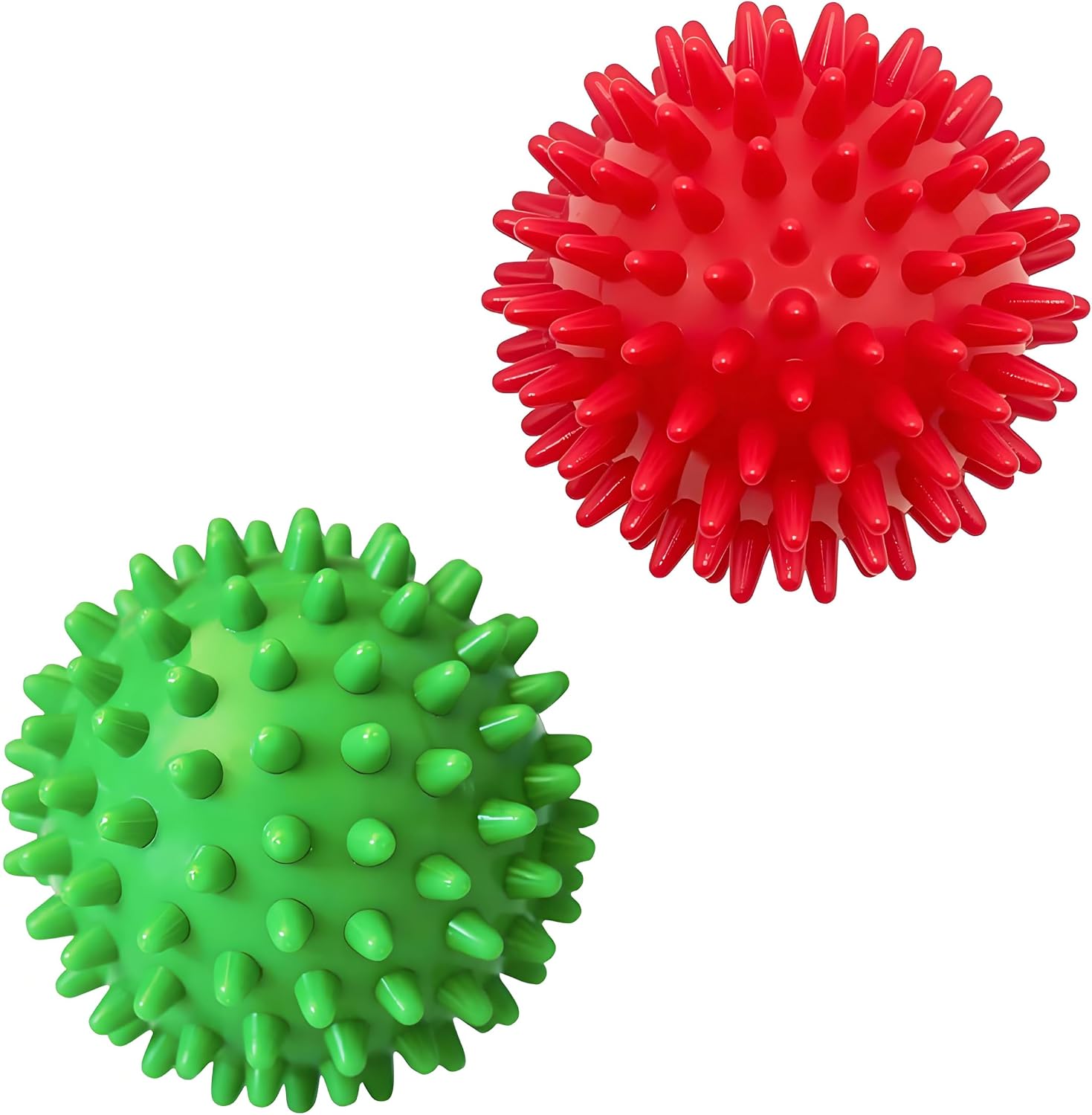 Hard Spiky Massage Ball Plantar Fasciitis Relief, Firm Trigger Point Tool for Deep Tissue & Muscle Relax (Red-Green)