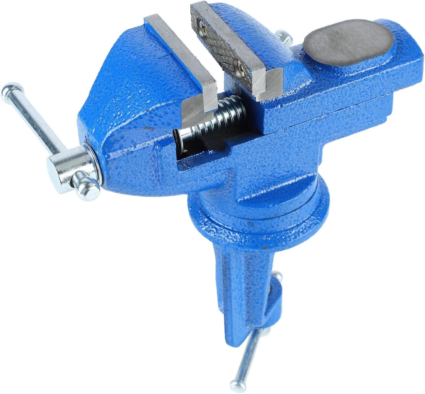 Bench Vise, Cast Steel, 360 Degree Rotation, Mini Table Vise for Woodworking and Jeweler, Portable Work Table Clamping Tool (50mm/2in (1.5kg) Blue)