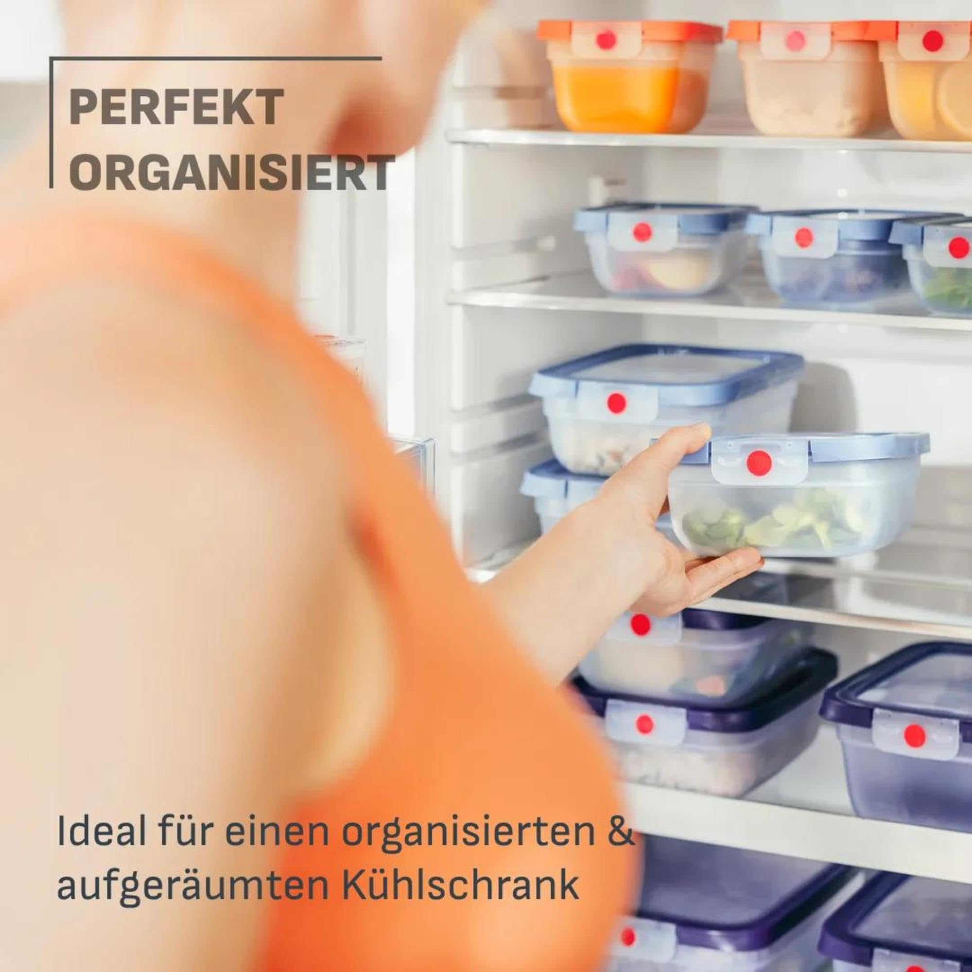Emsa oneClick, Vorratsdose, One-Click System, Hält Lebensmittel 2x Länger Frisch, 100% Auslaufsicher, Made in Germany, Blue, 5-teiliges Meal-Prep Set 5× 1,2 L / 40,6 fl.oz, N1231200