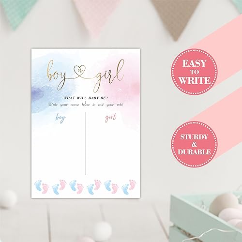 Miniatura 3 de Gender Reveal Signature Voting Sign, Watercolor Blue & Pink Guess He Or She Game, Gender Reveal Game For Baby Shower, What Will Baby Be