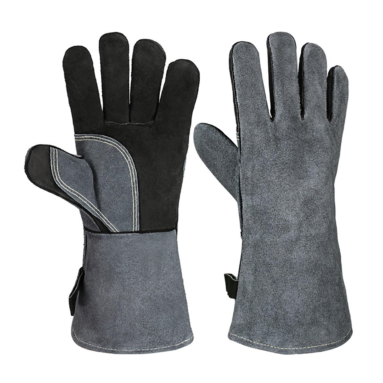 Guantes De Soldador, Guantes De Parrilla Resistentes a Altas Temperaturas, Guantes De Trabajo Espesos para Barbacoa y Horno - 14in & 16in(14in)