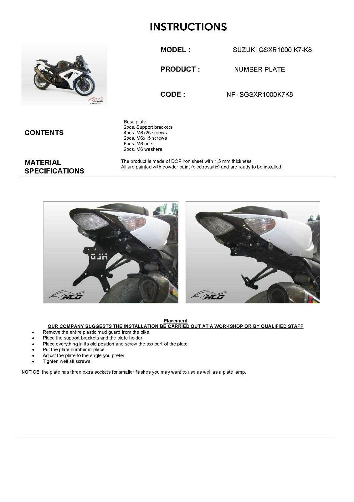 Uchwyt tablicy rejestracyjnej Suzuki GSXR 1000 K6 K7 K8 2006-2008