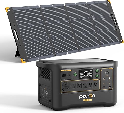 Pecron F3000LFP 3072Wh Solar Generator with 300W Panel - 3600W LiFePO4 Portable Power Station for Home Backup, Camping, RV