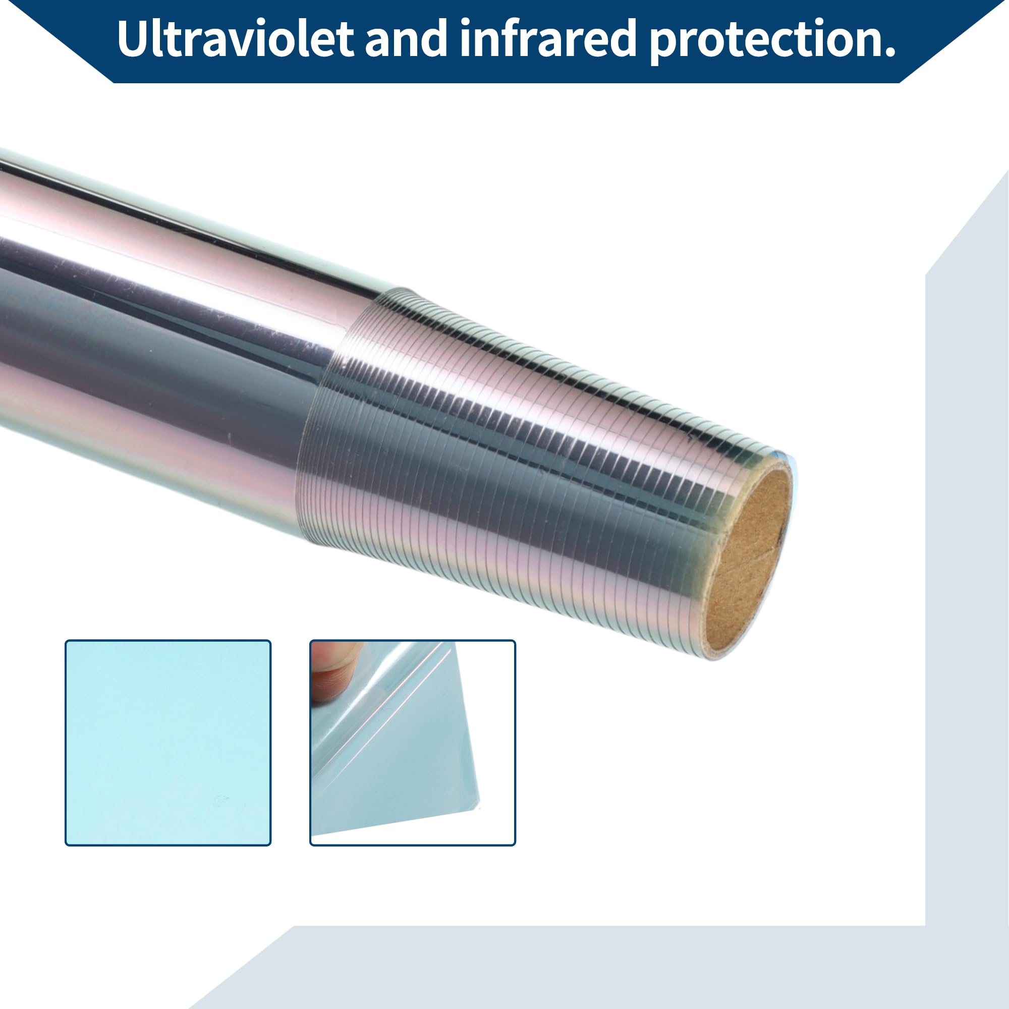Pellicola oscurante per finestrini auto, pellicola per la privacy dell'auto, in PET, 63 cm x 6 m, 1 pezzo, azzurro VLT 75% IRR 91% UVR 99,5%