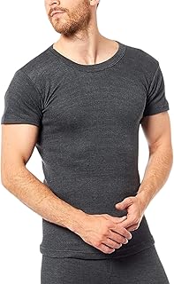 Crazy Fashion Pack of 2 Men's Thermal T-Shirts Short Sleeve Round Neck Warm T-Shirt Underwear Cotton Base Thermal Sizes S