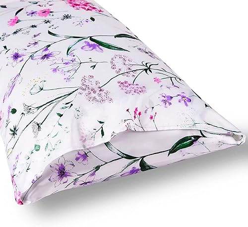 Miniatura 5 de NASUMR Funda de almohada de satén para cabello y piel, fundas de almohada de satén blanco para mujer, paquete de 2 fundas de almohada de satén