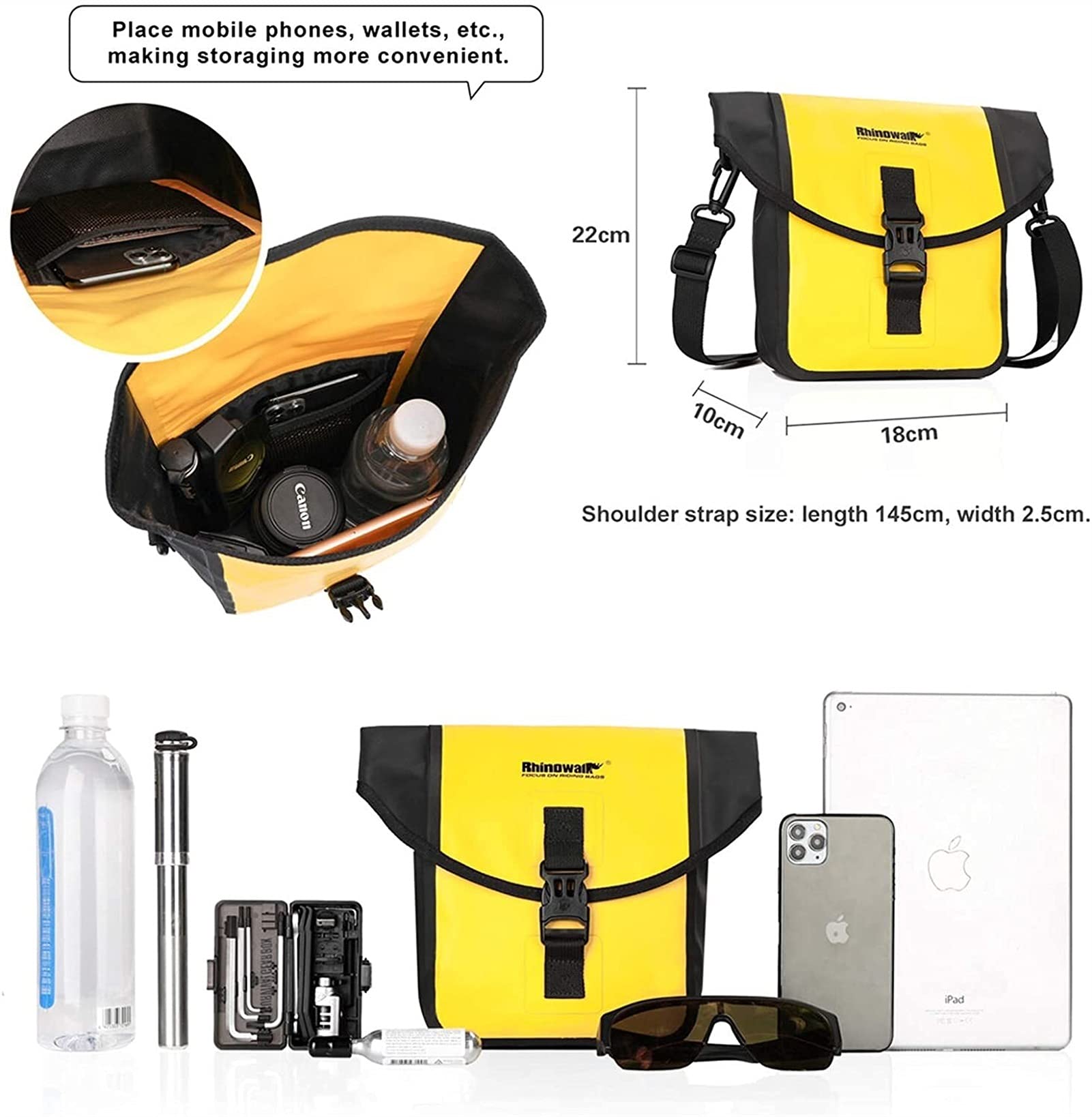 Rowerowa torba górska rowerowa rowerowa rowerowa wodoodporna wielofunkcyjna kierownica czarterowa torba przednia(Giallo)
