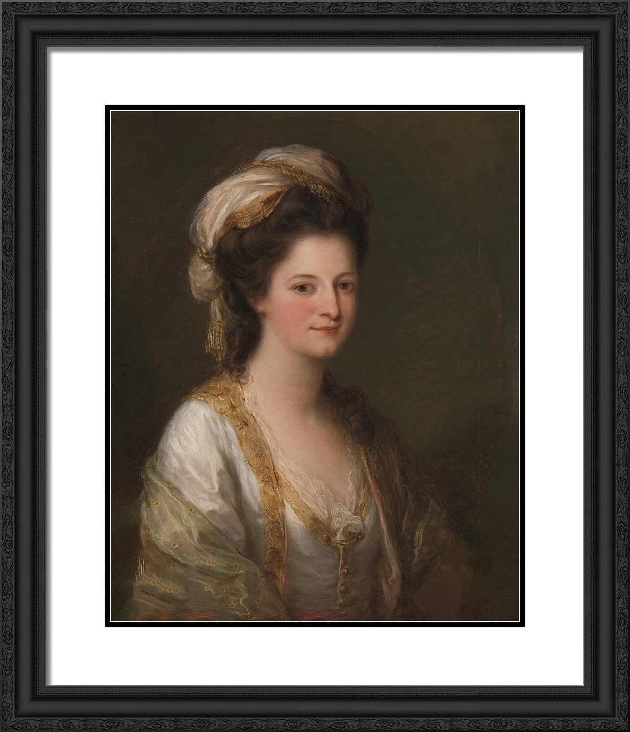 ArtDirect Kauffman, Angelica 20x23 Black Ornate Framed Art Print with Double Matting Titled: Lady Hervey