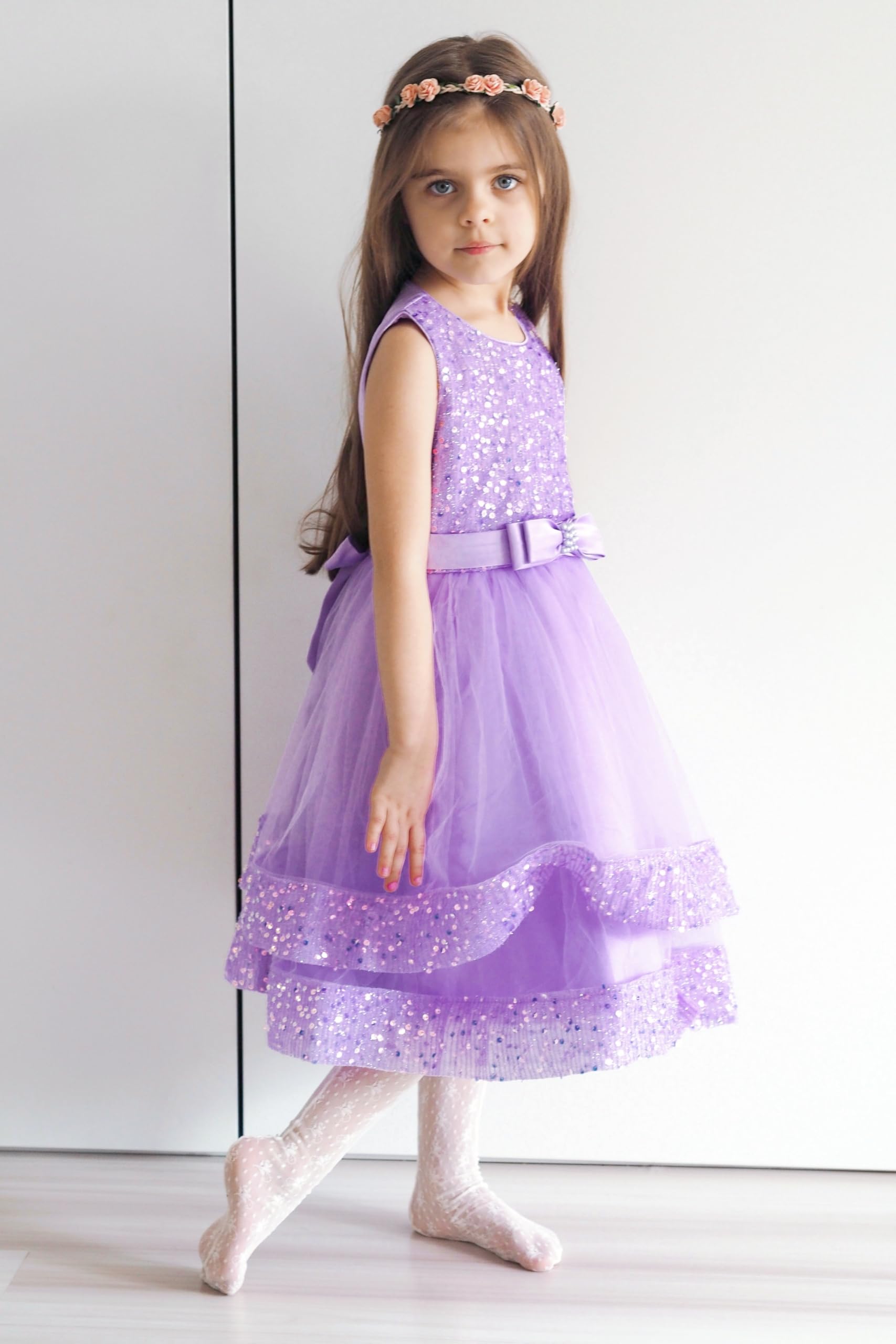 Miipat Vestidos Bebés Niña de Tul con Lentejuelas Sin Mangas Vestido de Princesa de Fiesta para Niñas Pequeñas Formal de Niñas para Cumpleaños Bodas Ropa