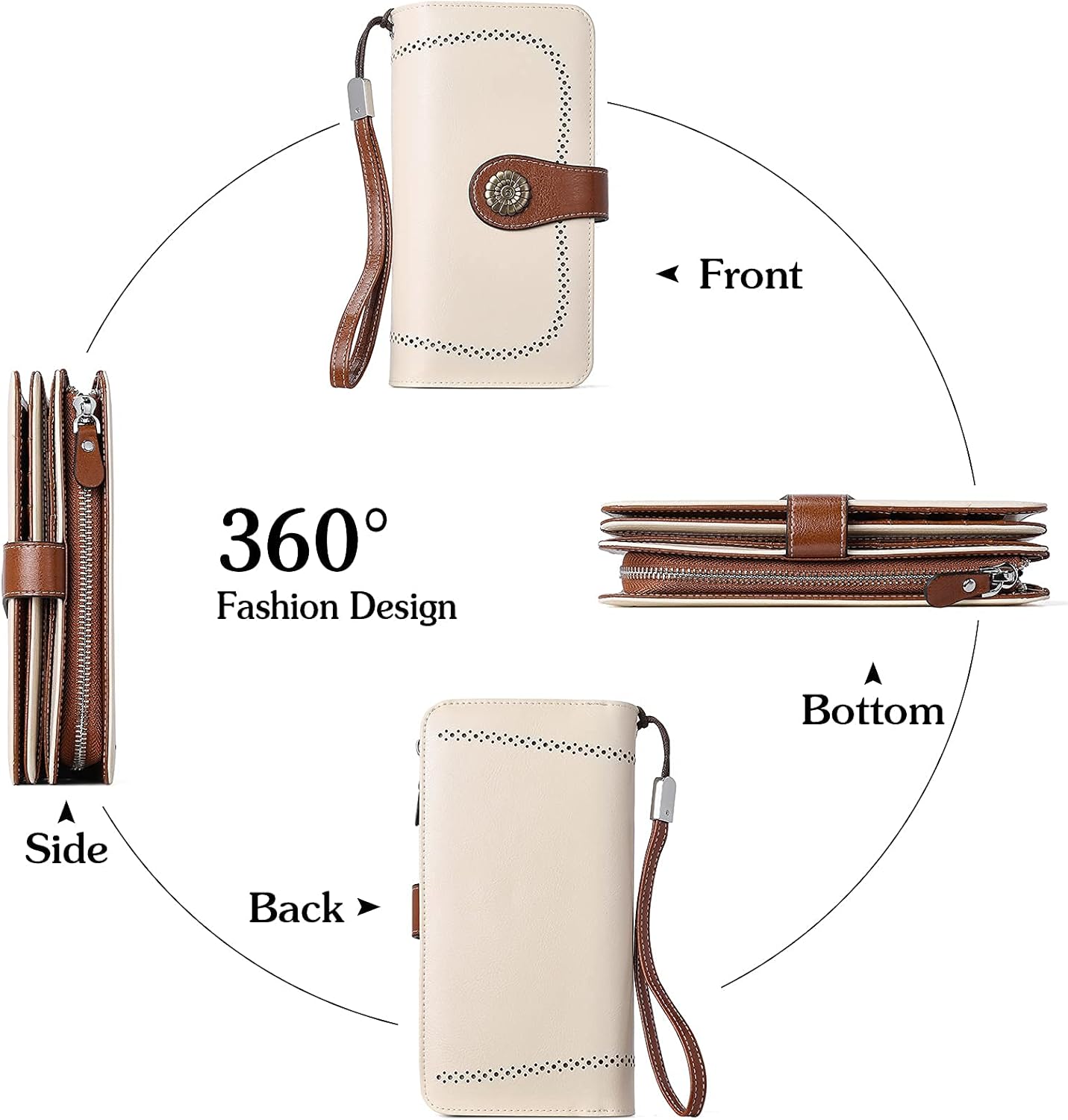 BOSTANTEN Briefcase for Women Laptop Tote 15.6 Inch Genuine Leather Handbag Work Bag Beige bundle Womens Wallet