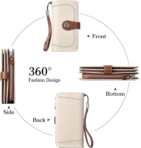 Miniatura 6 de BOSTANTEN Mochila para computadora portátil para mujer, mochila de cuero genuino, bolsa de viaje y cartera de cuero genuino de gran capacidad,