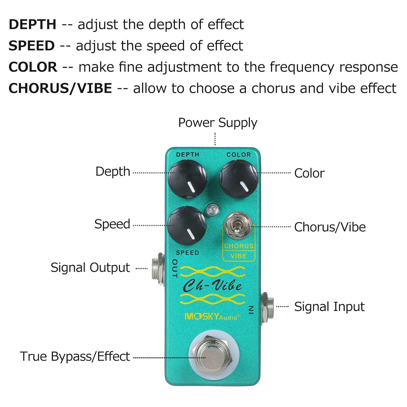 Lechnical Pedale Effetto Chorus/Vibe Pedale Effetti per Chitarra Pedale Singolo Effetto Mini