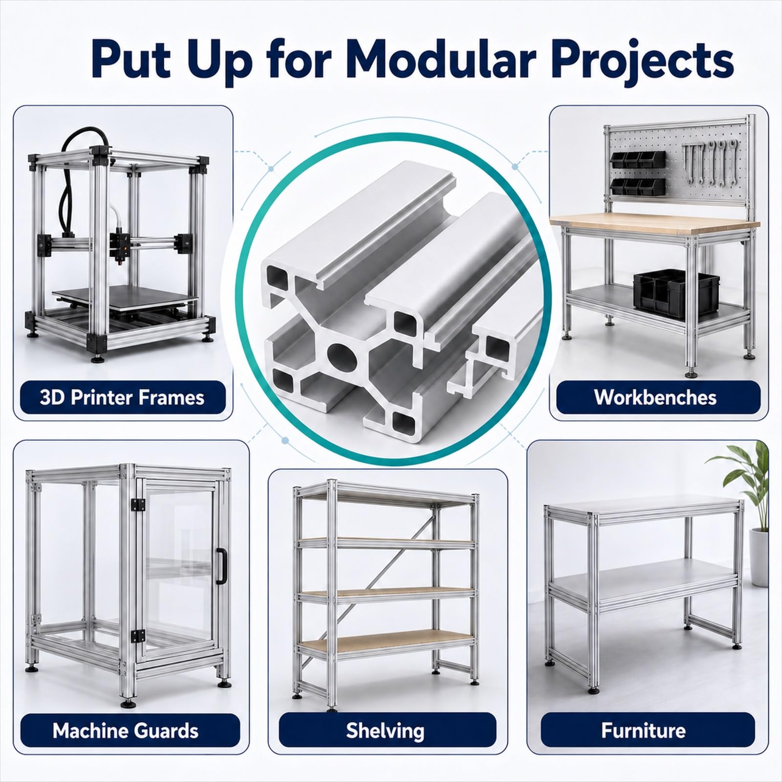 Perfil De Montaje Aluminio Ranura,Riel Lineal ConstruccióN Anodizado,Perfiles Modulares De ExtrusióN De Aluminio,Resistencia A La OxidacióN,para Impresoras 3D,Soportes Y Muebles