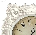 AELS 13x11 Inch Vintage Wall Clock, European Style Decorative Retro Wall Clock, Quality Quartz Battery Operated Hanging for Living Room Bedroom Office Décor, Distressed White Grey