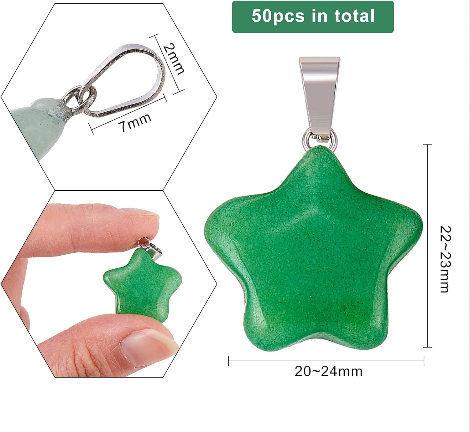 KitBeads 50pcs Natural Crystal Star Pendant Healing Crystal Quartz Chakra Gemstone Rock Charms Mixed For Necklace Jewelry Making - Image 2