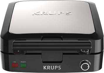 Krups 4 Slice Belgian Waffle Maker and Norpro Silicone Tongs Waffle Set