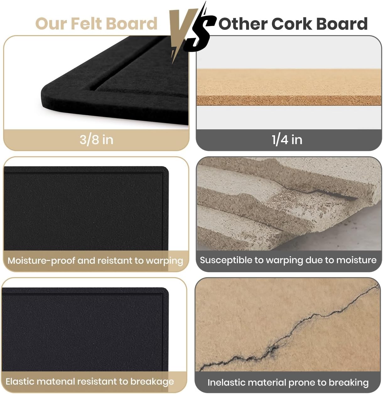 Large Bulletin Board - 72 X 48 inches Cork Board with 30 Pushpin, 6' x 4' Felt Cork Board Notice Pin Board, Self-Adhesive Vision Board Mood Board Foldable Photo Board for Wall (Black)